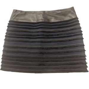 Rag & Bone Textured Velvet Stripe Mini Skirt Leather Waist Size 2